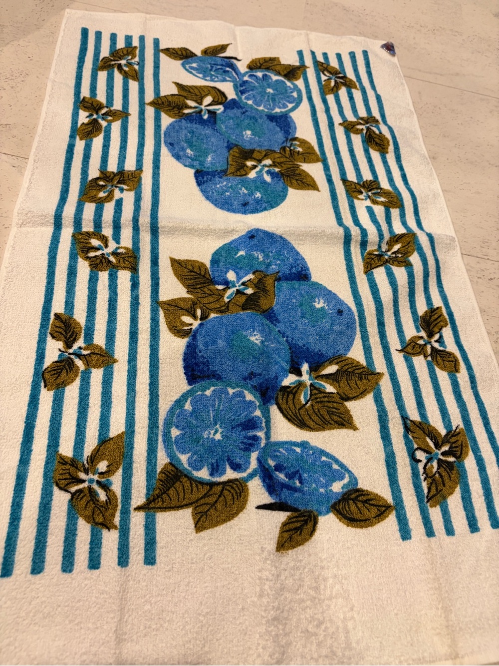 Vintage Blue Floral Citrus Kitchen/Hand Towel